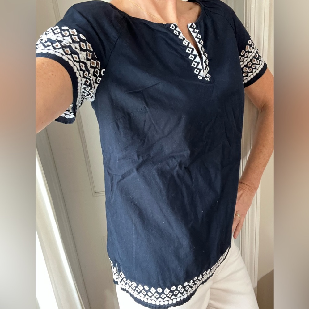 Talbots navy cotton lined top